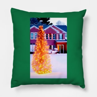 Bright White Lights Christmas Tree Pillow