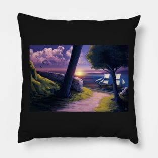 Path to Sunset Sea Pillow