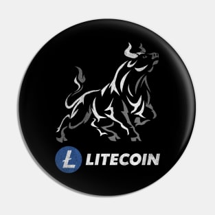 Vintage Bull Market Litecoin Lite Coin LTC To The Moon Crypto Token Cryptocurrency Wallet Birthday Gift For Men Women Kids Pin