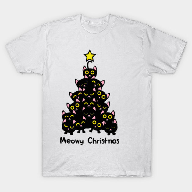 Meowy Cat Christmas Tree Shirt Men Women T Shirt Plus Size Cat