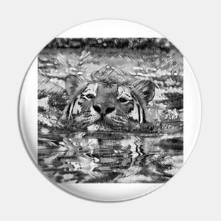 AnimalArtBW Tiger 001 Pin