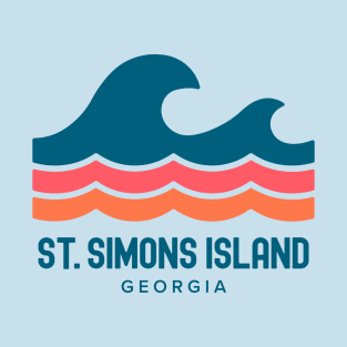 St Simons Island Georgia Vintage Wave T-Shirt