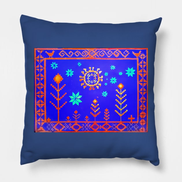 Traditional Romanian agricultural story Pillow by CORinAZONe