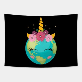 Earth Day Unicorn Cute Girls Tapestry