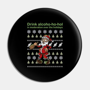 Drunk Santa Claus Funny Christmas Drinking Gift Pin