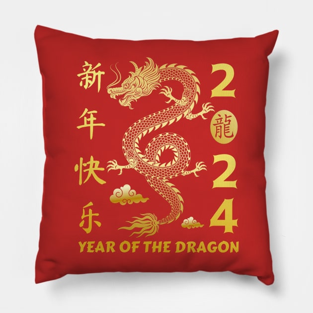 Chinese Lunar Year 2024 Year Of The Dragon 2024 Pillow by Danemilin