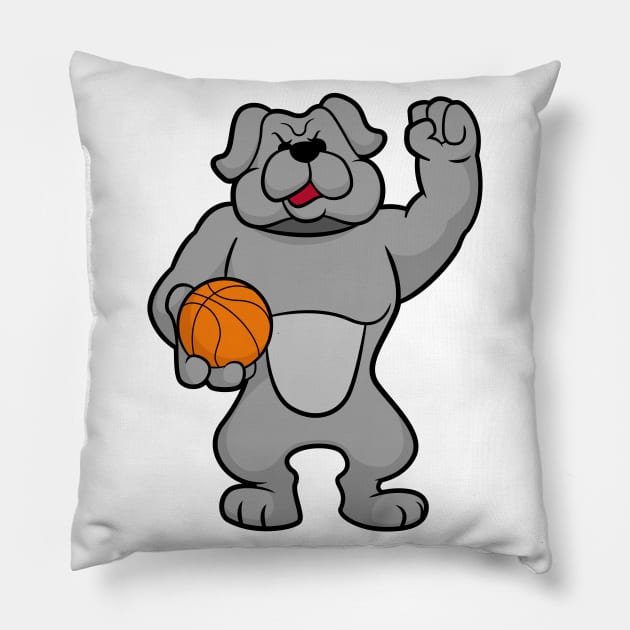 Dog as Basketball player with Basketball ball Pillow by Markus Schnabel