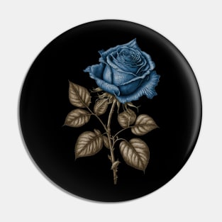 Blue Rose Drawing, Flower Drawing, Gift For Her Pin