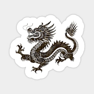 Traditional Dragon (distressed - dark brown) Magnet