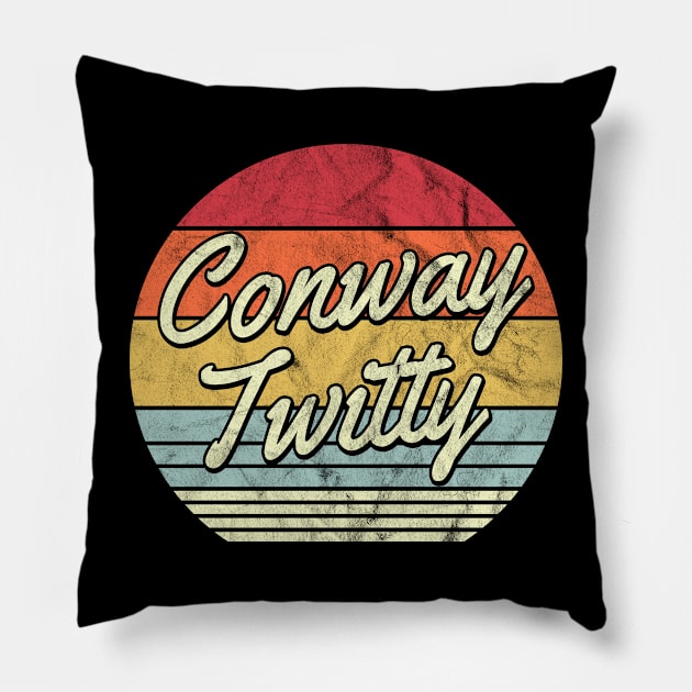 Conway Twitty Retro 70s Style Sunset Pillow by Horton Cyborgrobot