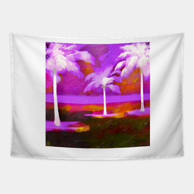 White Palms on Purple Tapestry by DANAROPER