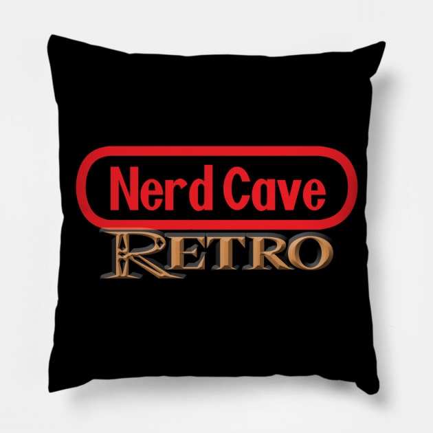 Official Nerd Cave Retro Podcast Tee! Pillow by NerdCaveRetro