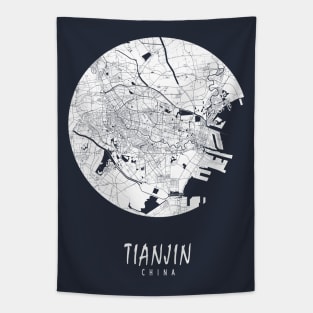 Tianjin, China City Map - Full Moon Tapestry