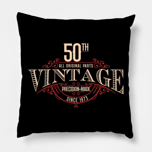 50th Vintage Pillow by Rowdy Designs