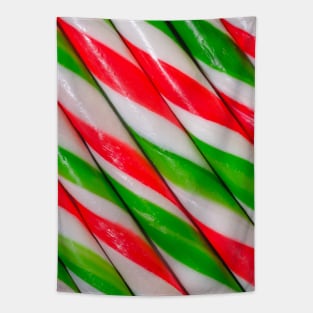 Red and Green Candy Canes Diagonal Stripes Photo Tapestry