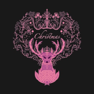 Pink Christmas deer T-Shirt