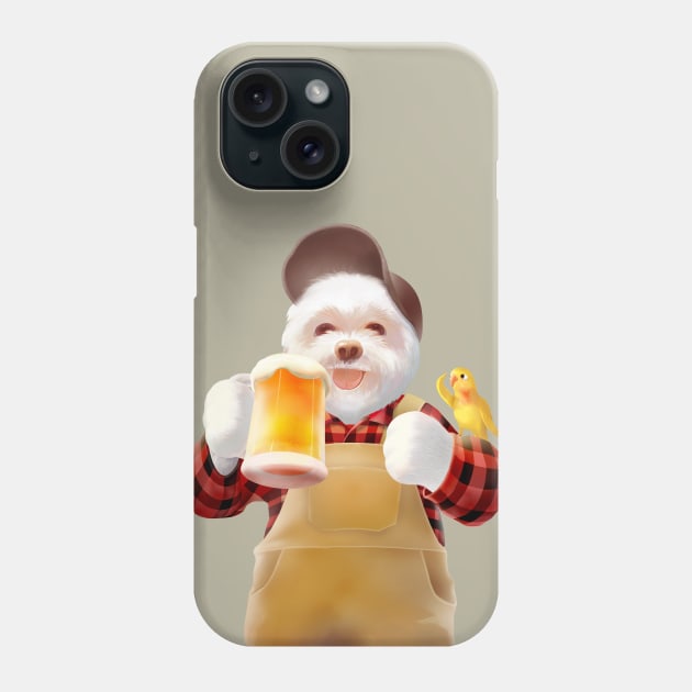 Smile Dog Drinking Beer Phone Case by zkozkohi