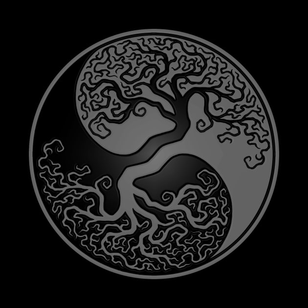 Gray and Black Tree of Life Yin Yang by jeffbartels