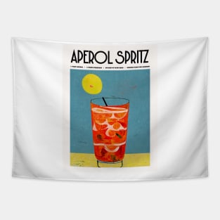 Retro Aperol Spritz Poster Sunshine Homebar, Kitchen Bar Prints, Vintage Drinks, Recipe, Wall Art Tapestry