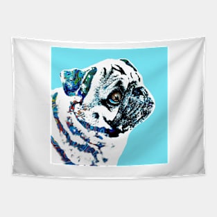 Pug Dog 166 blue Tapestry