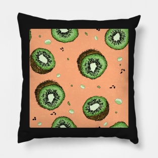 Summer Time Orange Kiwi Pattern with Texture Pillow