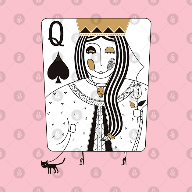 Queen of Spades playing card. Black ledy .Valentines day by Go go