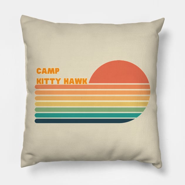 Camp Kitty Hawk Pillow by Life Happens Tee Shop