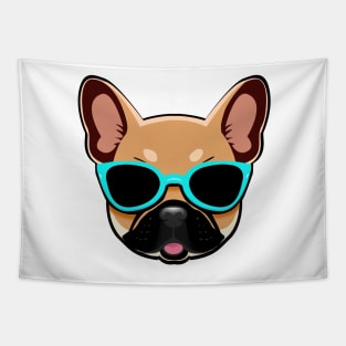 Brown French Bulldog in Blue Shades Frenchie Dog Tapestry