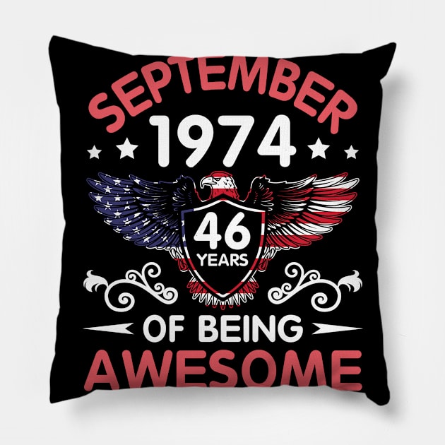 USA Eagle Was Born September 1974 Birthday 46 Years Of Being Awesome Pillow by Cowan79