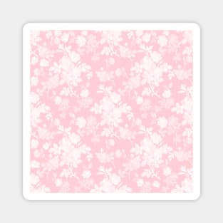 Romantic White Rose Floral Painting Pink Pattern Magnet