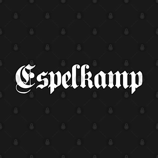 Espelkamp written with gothic font by Happy Citizen