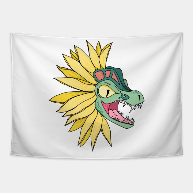 Sunflower Dinosaur Tapestry by Thenerdlady