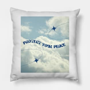 Protect Your Peace Blue Sky Art Print Pillow