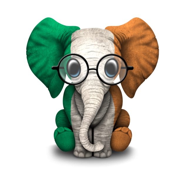 Baby Elephant with Glasses and Irish Flag by jeffbartels