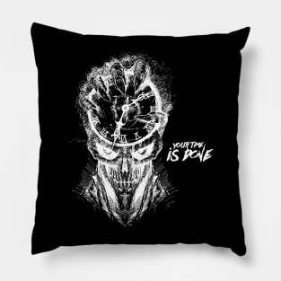 Devil Skull with Clock Vampire Scratch Design Pillow