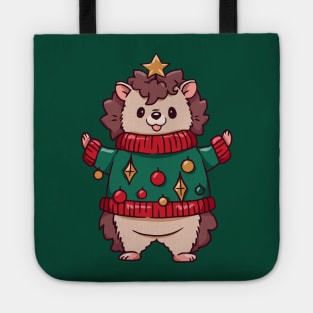 Cute Cartoon Christmas Hedgehog Tote