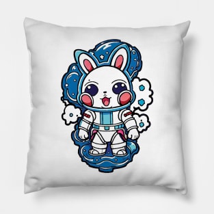 Space bunny with blue smoke Pillow