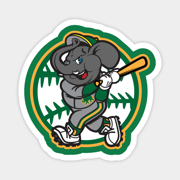 Oakland A's Elephant Baseball Magnet by OrganicGraphic