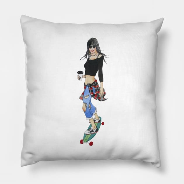 Skater Girl Pillow by argiropulo