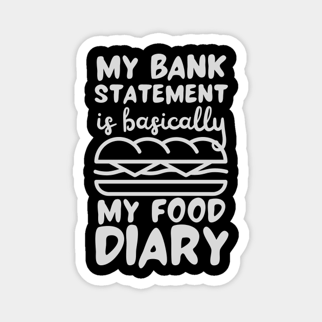 My Bank Statement Is Basically My Food Diary Sandwich Design Magnet by pingkangnade2@gmail.com