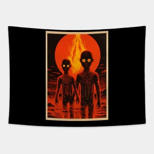 Retro African Santeria Voodoo Illustration - Vintage Spiritual Art Tapestry