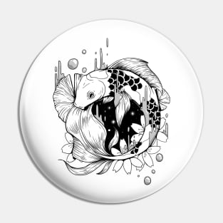 Koi Fish in Noire Space Pin