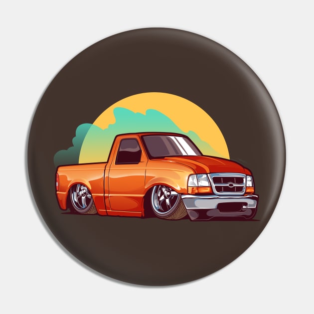 Slammed Orange Truck Pin by Aiqkids Design