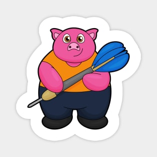 Pig as Dart player with Darts Magnet