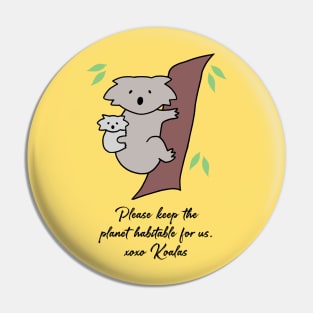 Koala - Habitable Planet (Sunshine Yellow) Pin