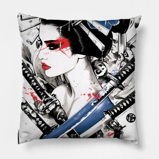 Geishas and Bushido, Eastern Culture Graphic T-shirt 13 Pillow