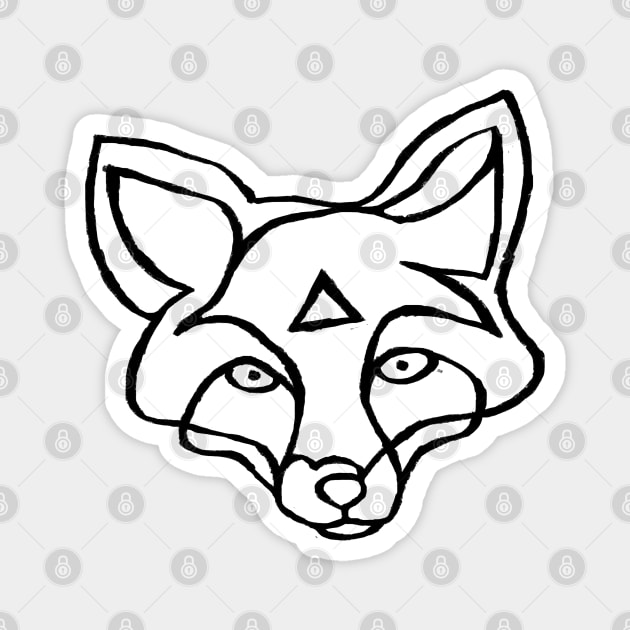 Fox Face Line Drawing for Fox Lover Magnet by badlydrawnbabe