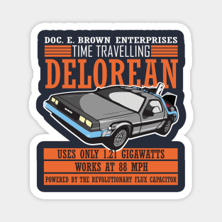 Doc E Brown Enterprises Time Travelling Delorean Magnet