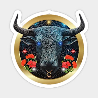 Taurus Elogantly Portrayed in a Gold Band Magnet