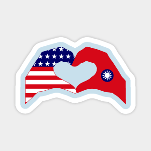 We Heart USA & Taiwan Patriot Flag Series Magnet